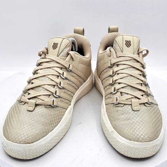 K-Swiss Donovan Woven Tennis Shoes, Women's 6.5, Beige Metallic Lace-Up Sneakers - Picture 1 of 6